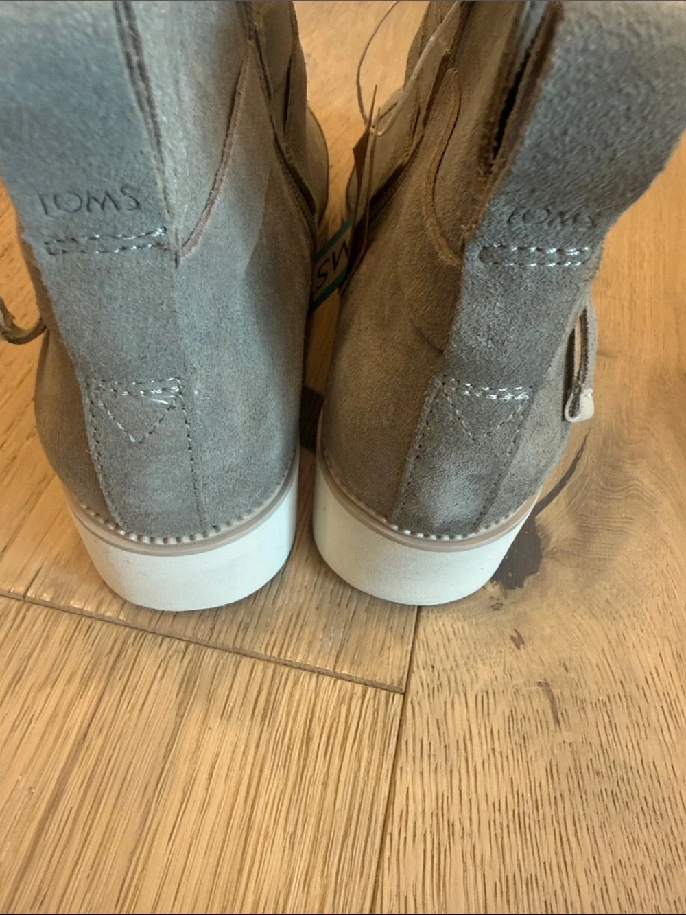 NWT TOMS Marlow Dune Suede Wedge Ankle Booties with Side Zip 9.5 - Picture 6 of 14